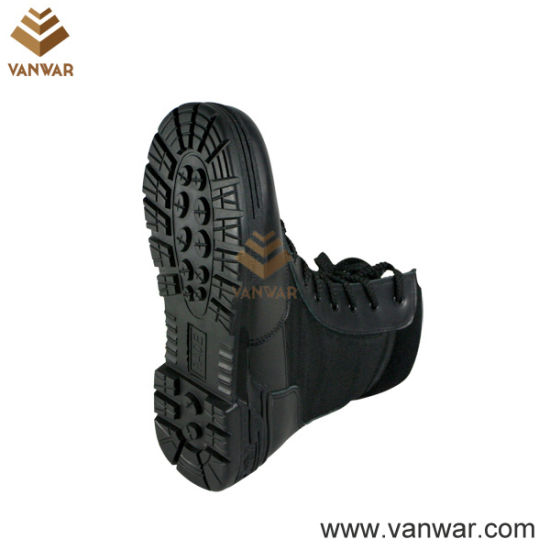Steel Toe Cap Combat Military Boots of Full Black Leather (WCB012)