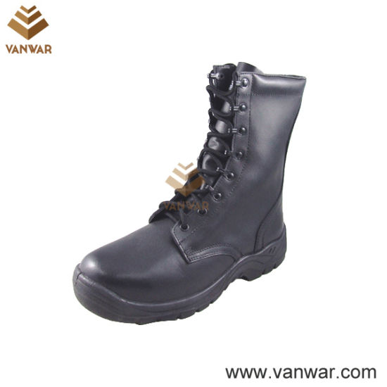 Cow Leather Durable Army Combat Military Boots of Black (WCB047)