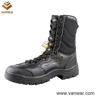 Durable Combat Military Boots of Smooth Leather and Fabric (WCB008)