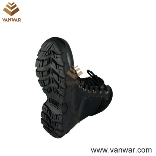 Durable Lightweight Military Combat Boots of Black Leather (WCB010)