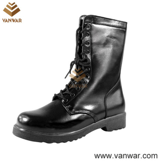Top Layer Leather Combat Military Boots of Black (WCB025)