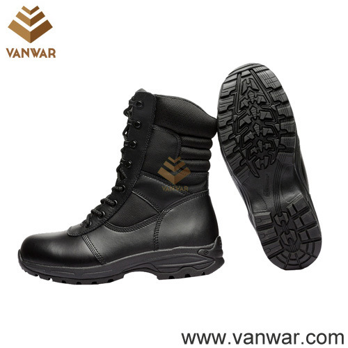 Full Grain Black Leather Military Combat Boots for Army Solider (WCB052)