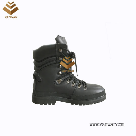 Top Layer Leather Unisex Military Combat Boots of Black with High Quality (WCB063)